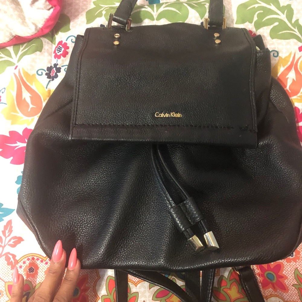 Calvin Klein Black Pebble Leather Backpack